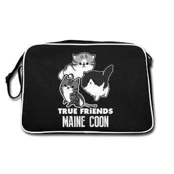 Maine Coon Cat True Friends - Retro Bag - black/white - Back