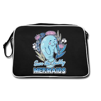 Manatee Save Chubby Mermaids - Retro Bag - black/white - Back