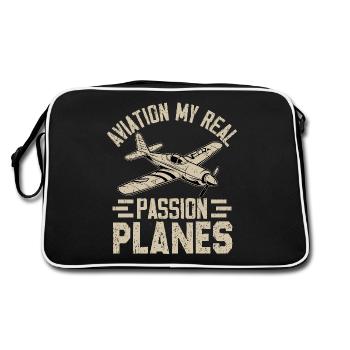 L’aviation, ma vraie passion, les avions - Sac Retro - noir/blanc - Dos