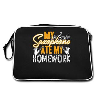 Saxophone Ate My Homework - Retro Bag - black/white - Back