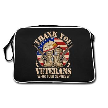 Vielen Dank an die Veteranen für Ihren Dienst - Retro Tasche - Schwarz/Weiß - Hinten