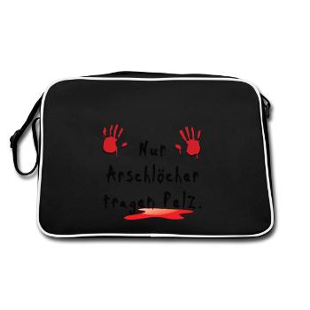 Only assholes wear fur - Retro Bag - black/white - Back