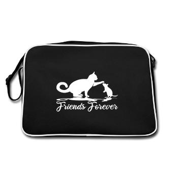 Friends Forever Katze und Maus - Retro Tasche - Schwarz/Weiß - Hinten