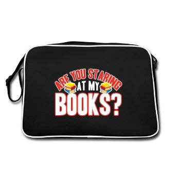Are You Staring At My Books Funny Book - Retro Bag - black/white - Back