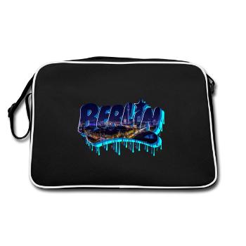 Berlin Graffiti Schriftzug - Retro Tasche - Schwarz/Weiß - Hinten