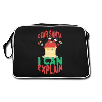 Lieber Weihnachtsmann, ich kann den Weihnachtsmann im Schornstein erklären - Retro Tasche - Schwarz/Weiß - Hinten