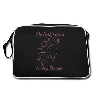 Horse Lover My Best Friend is My Horse Equestrian - Retro Bag - black/white - Back