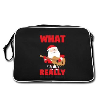 Weihnachtsmann Sagen Sie mir, was Sie Weihnachten wollen - Retro Tasche - Schwarz/Weiß - Hinten