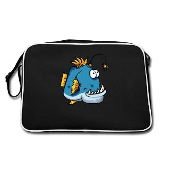 Deep sea fish frogfish gift - Retro Bag - black/white - Back
