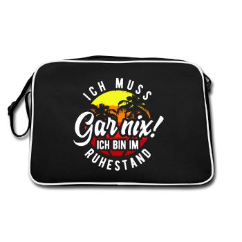 Ruhestand Ich muss Garnix - Retro Tasche - Schwarz/Weiß - Hinten