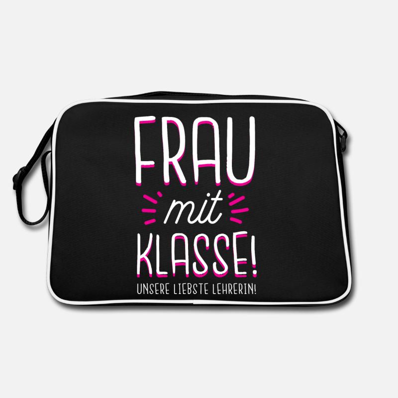 Beste Lehrerin | Frau mit Klasse süßes Geschenk Sc Retro Tasche