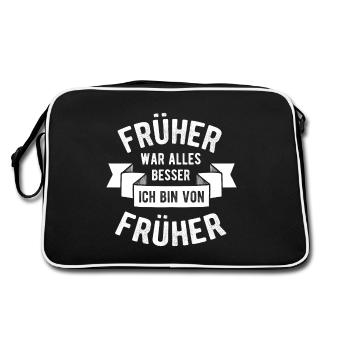 Früher war alles besser Ich bin von früher | Opa O - Retro Tasche - Schwarz/Weiß - Hinten