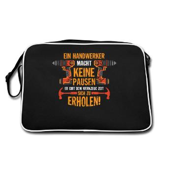 A craftsman does not take breaks tool time - Retro Bag - black/white - Back