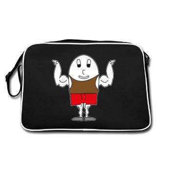 Ei Muskelmann - Retro Tasche - Schwarz/Weiß - Hinten