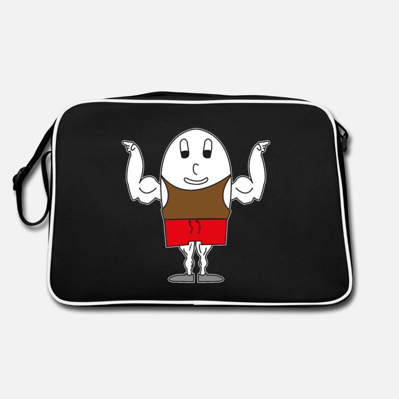 Ei Muskelmann - Retro Tasche - Schwarz/Weiß