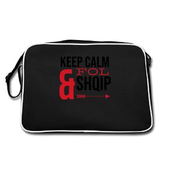 Restez calme et suivez shqip Kuq e Zi Shqiptar Albanais - Sac Retro - noir/blanc - Dos