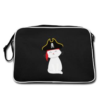 Chat mignon avec chapeau de pirate - Sac Retro - noir/blanc - Dos