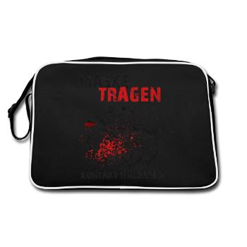 Maske Tragen! Kontakt Halbieren! Coronavirus 2020 - Retro Tasche - Schwarz/Weiß - Hinten