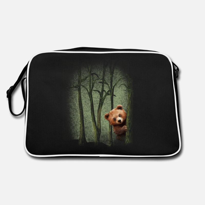 Animaux de la forêt Ours dans la forêt Expérience de la nature Protection de l’environnement - Sac Retro - noir/blanc