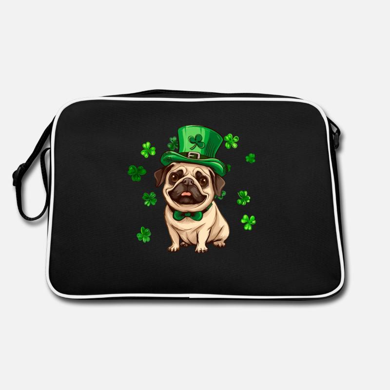 Pug dog St Patricks Day Shamrock Retro Tasche