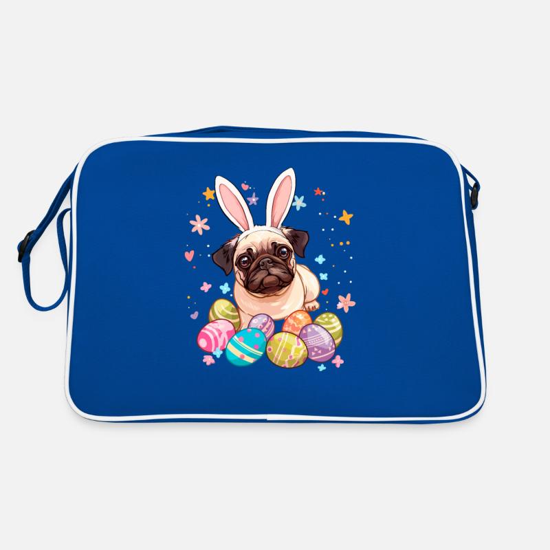 Pug easter eggs Hunting easter day Retro Bag