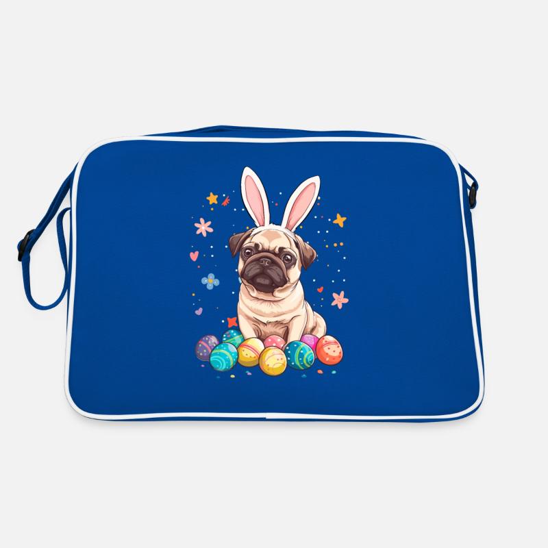 Pug easter eggs Hunting easter day Retro Bag