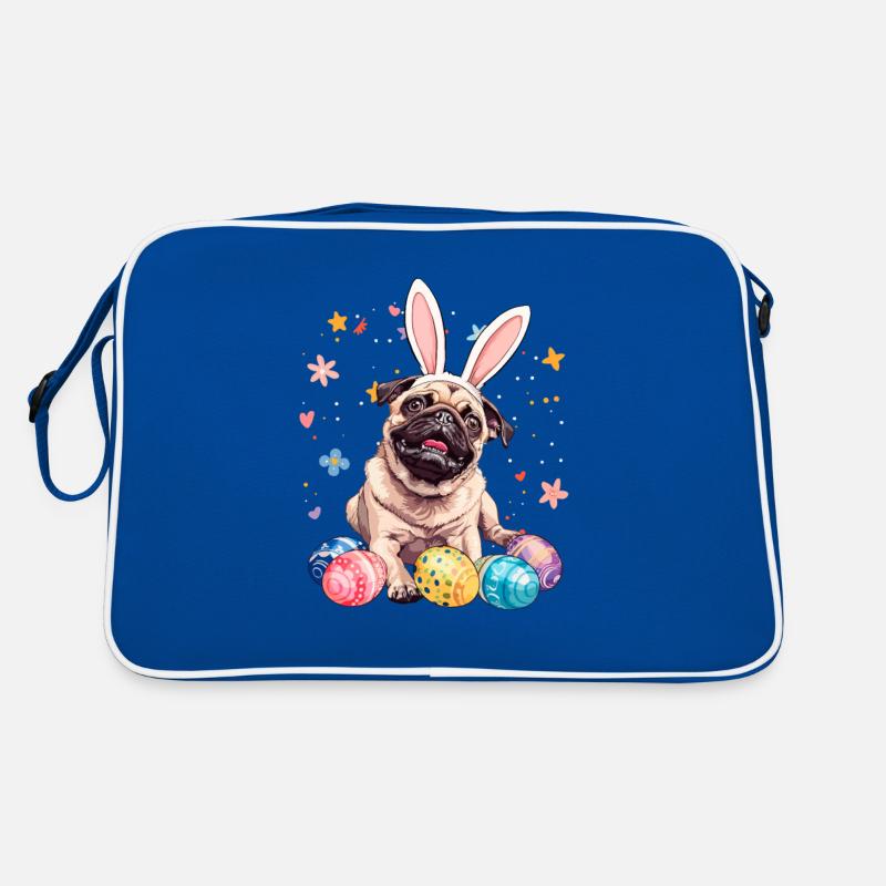 Pug easter eggs Hunting easter day Retro Bag
