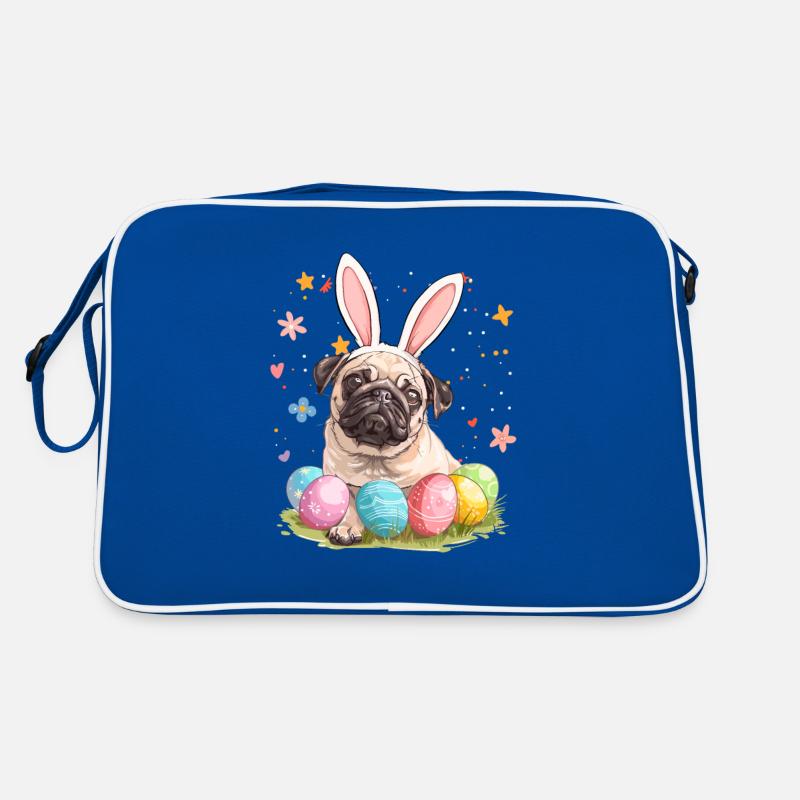 Pug easter eggs Hunting easter day Retro Bag