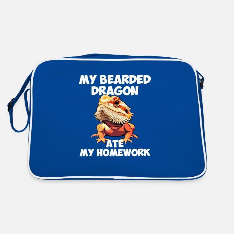 bearded dragon ate my homework, reptile bearded Retro Tasche