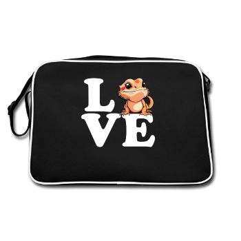 I love bearded dragon, reptile bearded - Retro Bag - black/white - Back