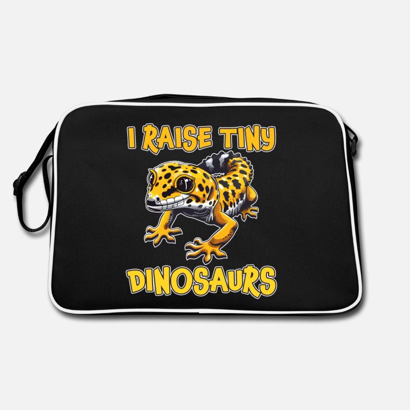Leopardgecko Spruch Lustiges Leopardgecko Geschenk - Retro Tasche - Schwarz/Weiß