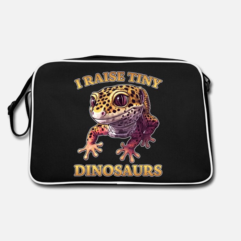 Leopardgecko Spruch Lustiges Leopardgecko Geschenk - Retro Tasche - Schwarz/Weiß