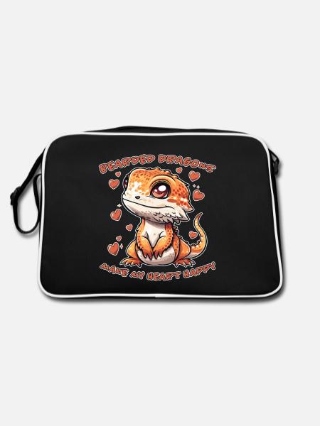 Dragon barbu disant Fun Drôle Dragon barbu cadeau - Sac Retro - noir/blanc - Dos