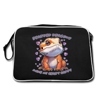 Dragon barbu disant Fun Drôle Dragon barbu cadeau - Sac Retro - noir/blanc - Dos