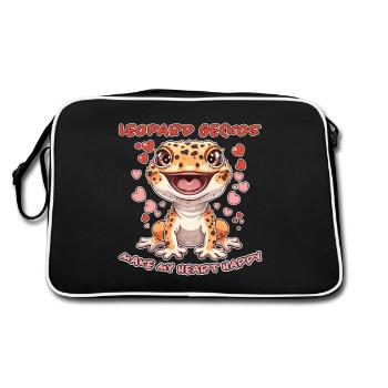 Gecko léopard disant drôle Gecko léopard cadeau - Sac Retro - noir/blanc - Dos