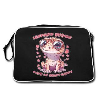 Gecko léopard disant drôle Gecko léopard cadeau - Sac Retro - noir/blanc - Dos