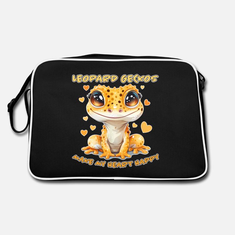 Leopardgecko Spruch Lustiges Leopardgecko Geschenk - Retro Tasche - Schwarz/Weiß