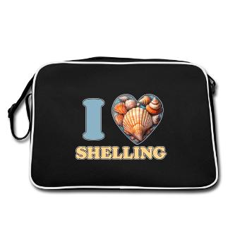 I Love Shelling Shells Shell Collector Gift - Retro Bag - black/white - Back