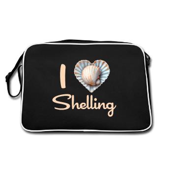 I Love Shelling Shells Shell Collector Gift - Retro Bag - black/white - Back