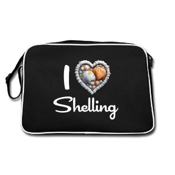 I Love Shelling Shells Shell Collector Gift - Retro Bag - black/white - Back