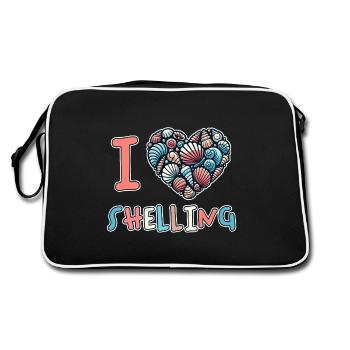 I Love Shelling Shells Shell Collector Gift - Retro Bag - black/white - Back