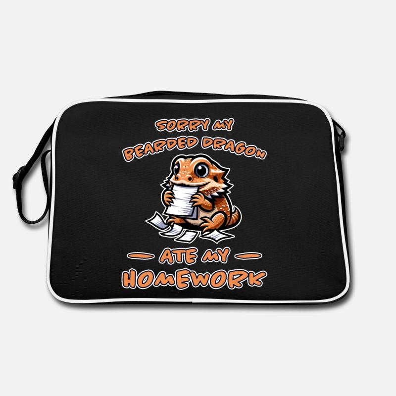 Bearded Dragons Saying Homework Bearded Dragons Gift Retro Bag