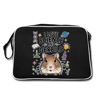 Gerbil Science Student Fun Gerbil Gift - Retro Bag - black/white - Back