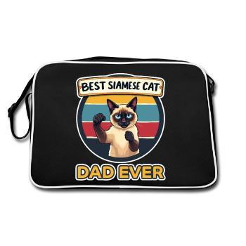 Chat siamois dicton, chat siamois, papa, cadeau de chat siamois - Sac Retro - noir/blanc - Dos