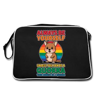 Quokka Disant Australie Drôle Quokka Cadeau - Sac Retro - noir/blanc - Dos
