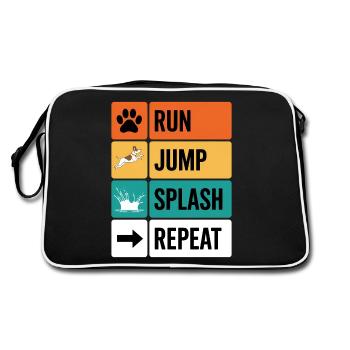 Dock Diving Saying Dog Diving Dock Diving Gift - Retro Bag - black/white - Back