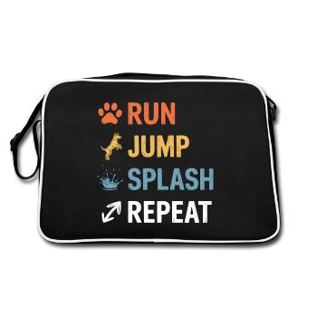 Dock Diving Saying Dog Diving Dock Diving Gift - Retro Bag - black/white - Back