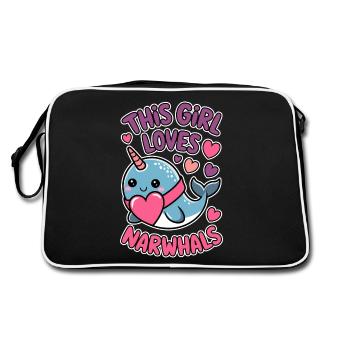 Narwhal Saying Narwhals Funny Narwhal Gift - Retro Bag - black/white - Back