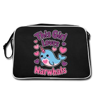 Narwhal Saying Narwhals Funny Narwhal Gift - Retro Bag - black/white - Back