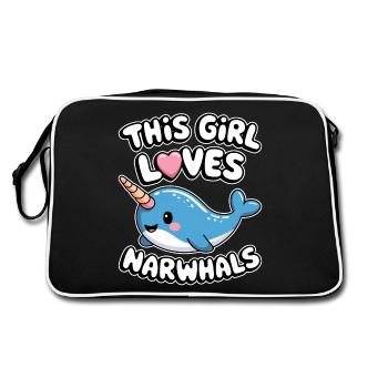 Narwhal Saying Narwhals Funny Narwhal Gift - Retro Bag - black/white - Back